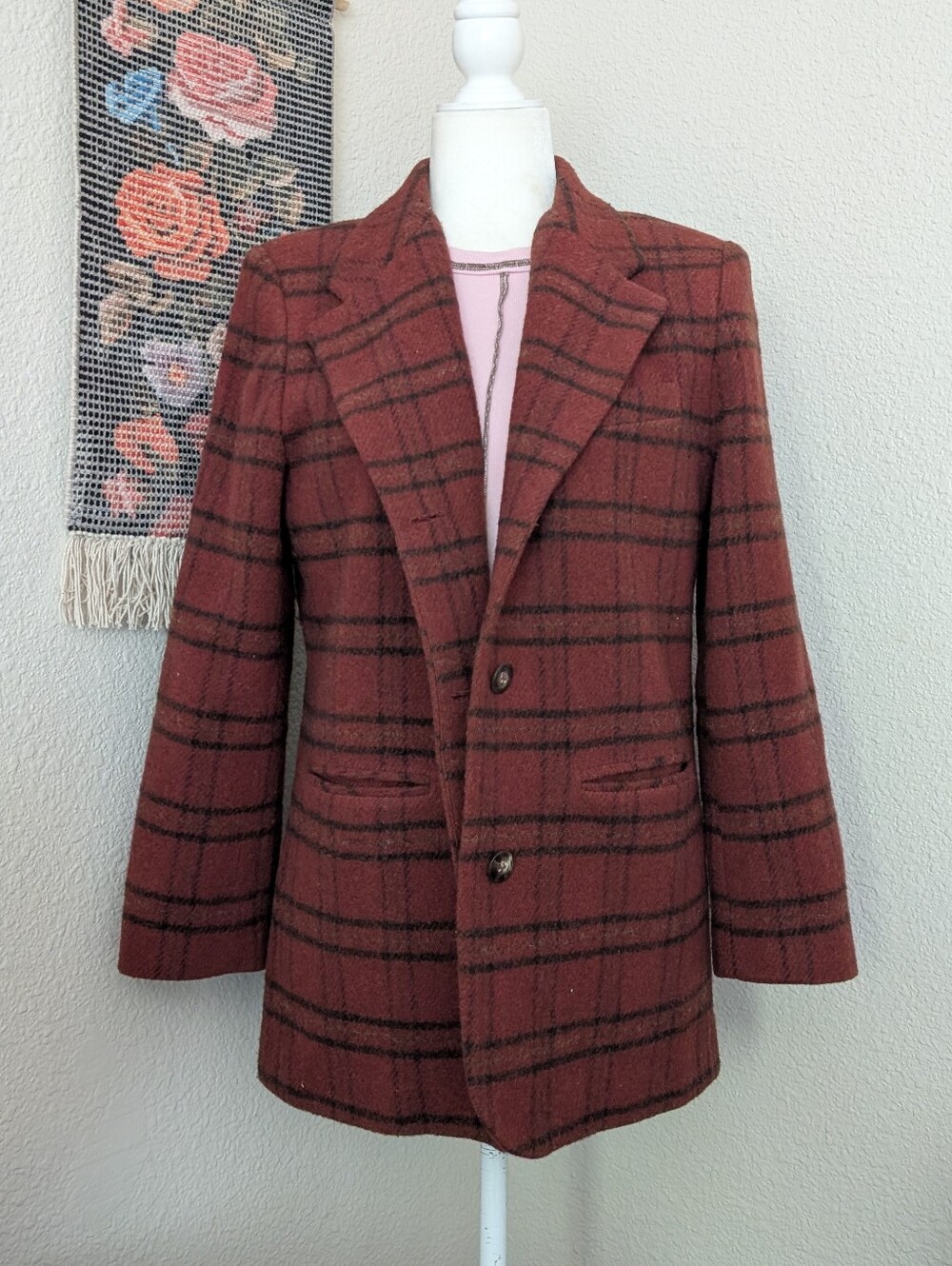 Vintage Eddie Bauer Wool Plaid Blazer Petite Women's Size Small